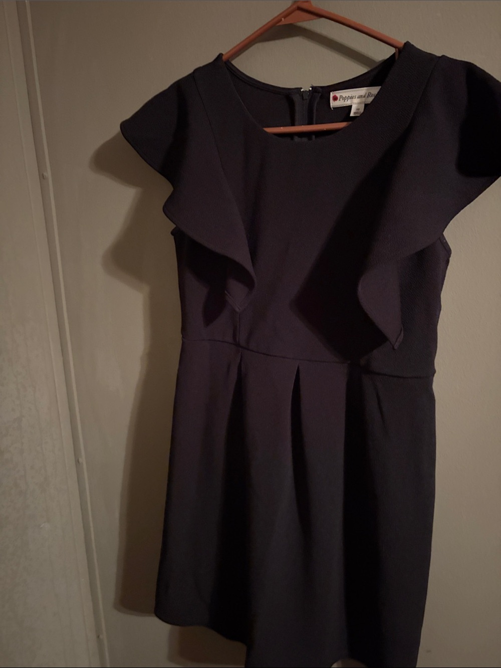 Girls black Ruffle Sleeve Fit-and-Flare Dress 16